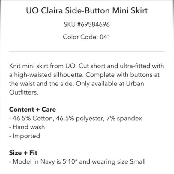 Urban Outfitters navy side button rib knit mini skirt size M nwt - Picture 5 of 8